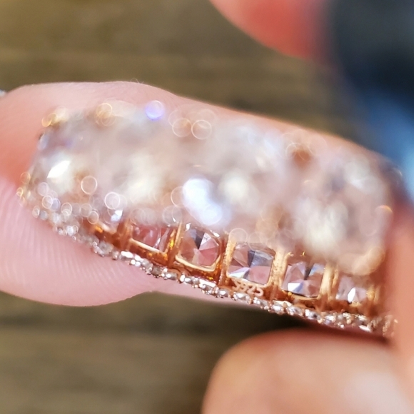 Soild Sterling silver rose gold plated engagement ring and wedding band set - Picture 15 of 16